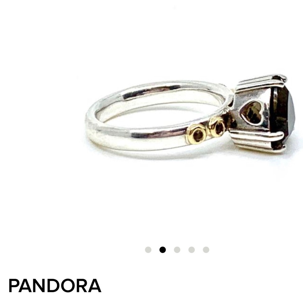 Pandora Trillion Cut Smoky Topaz Ring - Picture 4 of 9